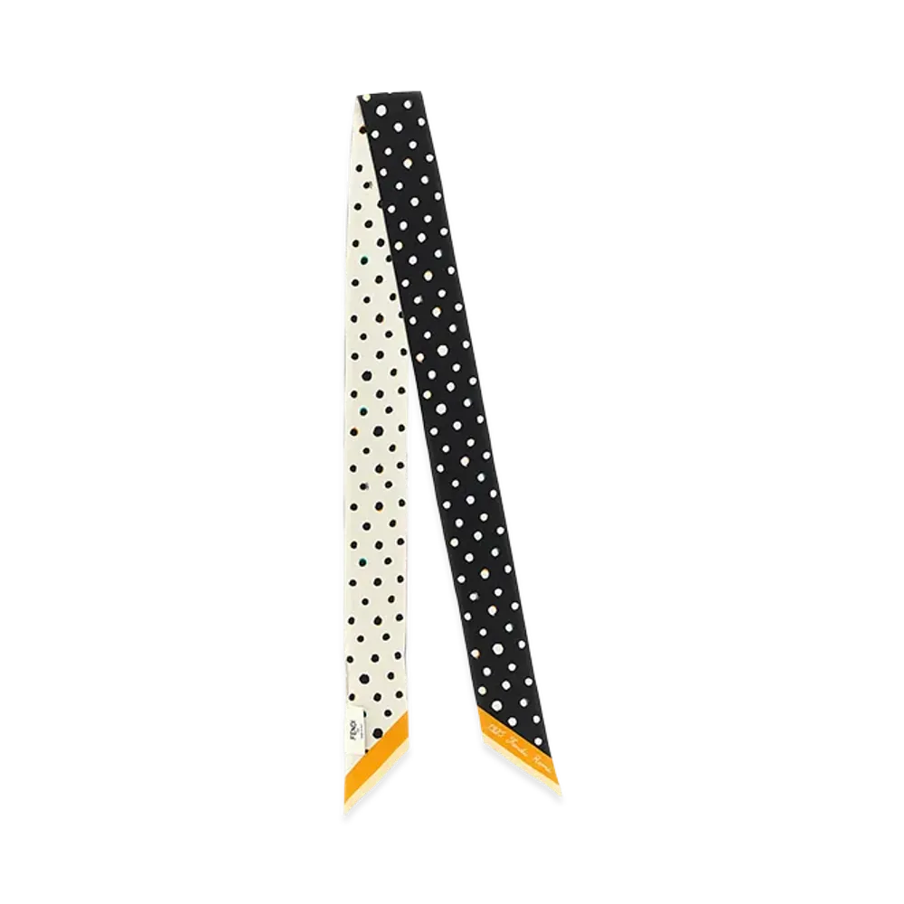 FENDI Women's Falena Dots Two-Sided Silk Scarf "Bianco/Nero"