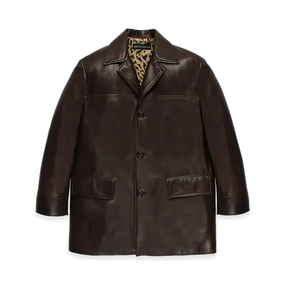 WACKO MARIA Leather Car Coat "Brown"