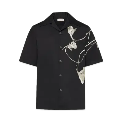 Alexander McQUEEN Pressed Flower Hawaiian Shirt "Black"