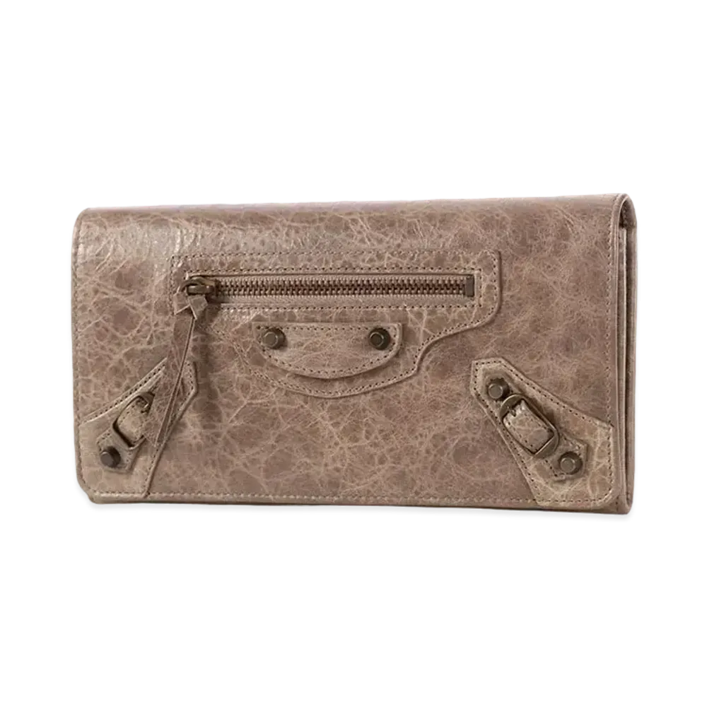 BALENCIAGA Classic Money leather wallet "Beige"