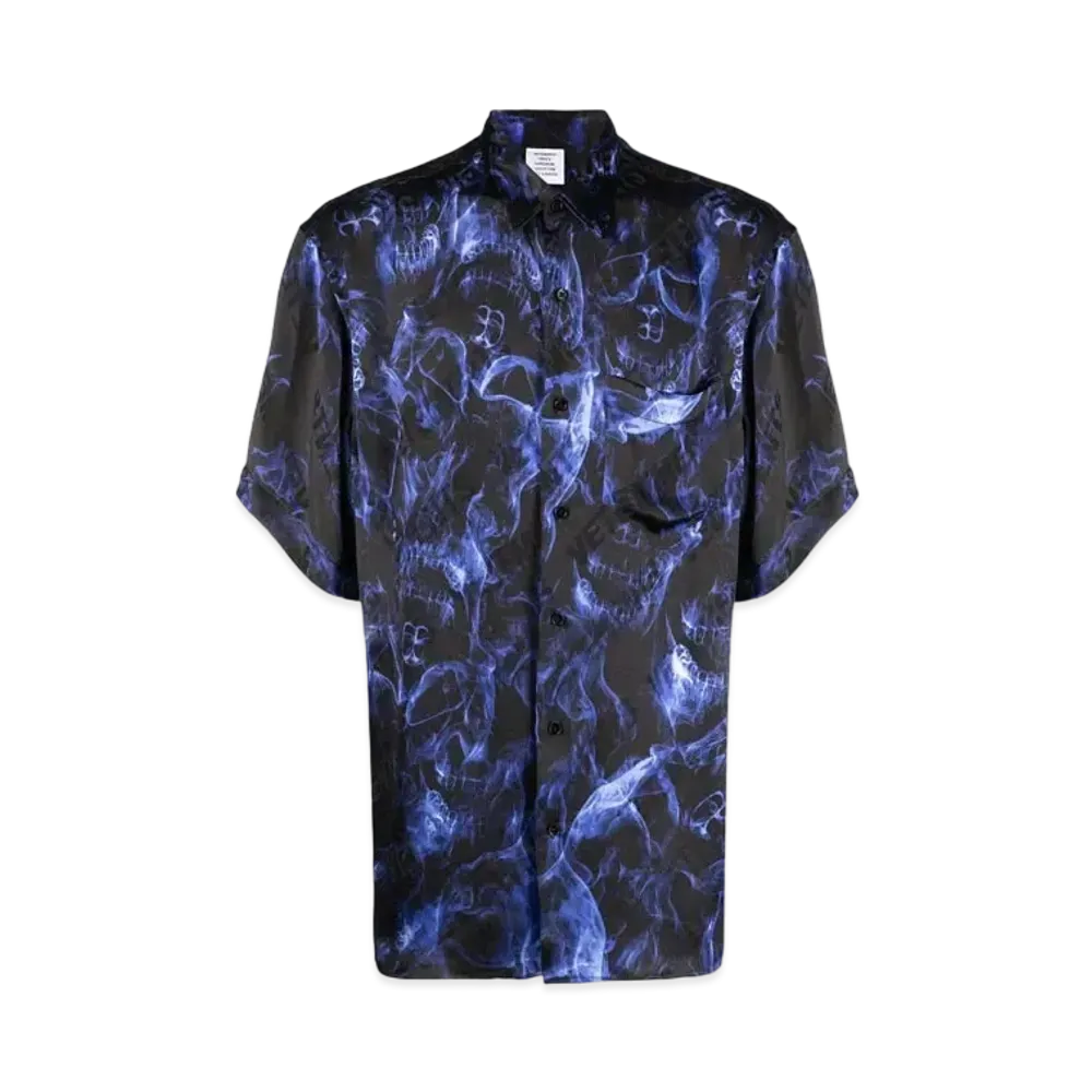 VETEMENTS Skull Print ed Short Sleeve Shirt "Blue"