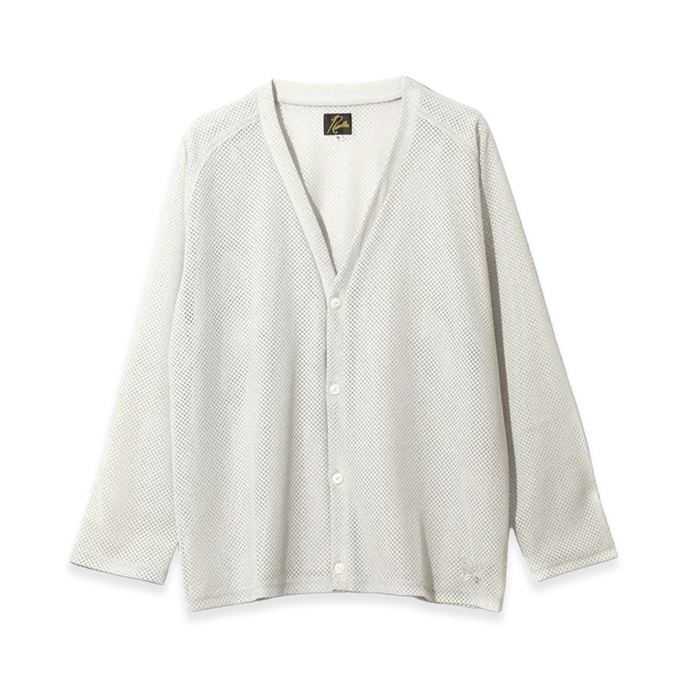 NEEDLES V-Neck Cardigan - Geometric Raschel Lace "Grey"