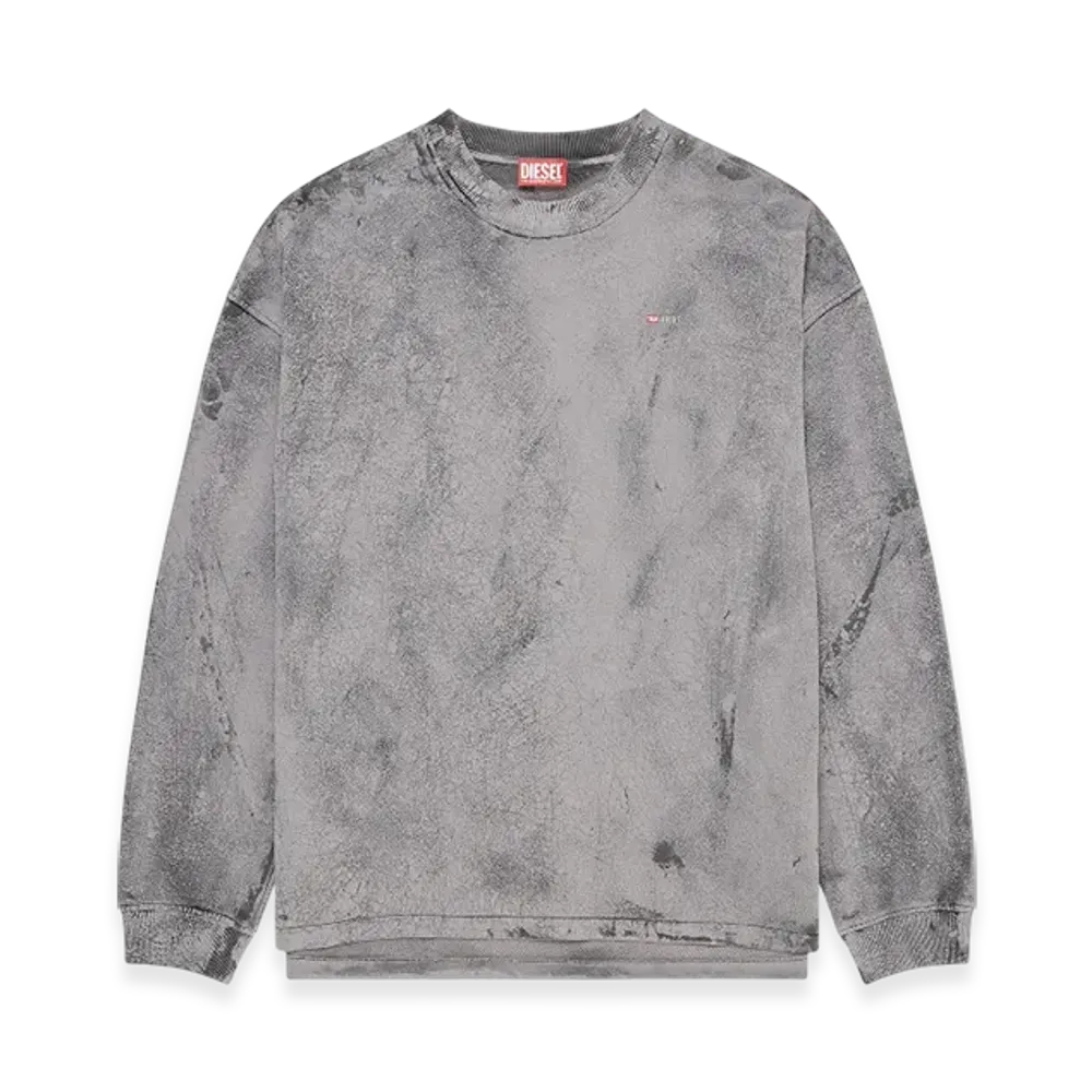 Diesel S-Baxt-T1 Cracked-Effect Sweatshirt With Micro Logo "Gray"
