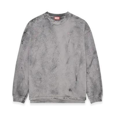 Diesel S-Baxt-T1 Cracked-Effect Sweatshirt With Micro Logo "Gray"