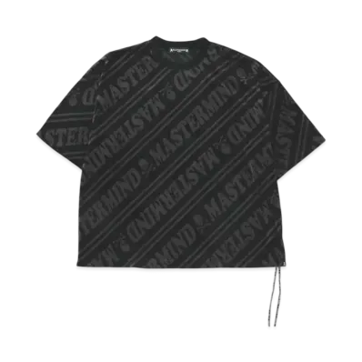 mastermind WORLD Boxy Velour Diagonal Tee "Black Charcoal"
