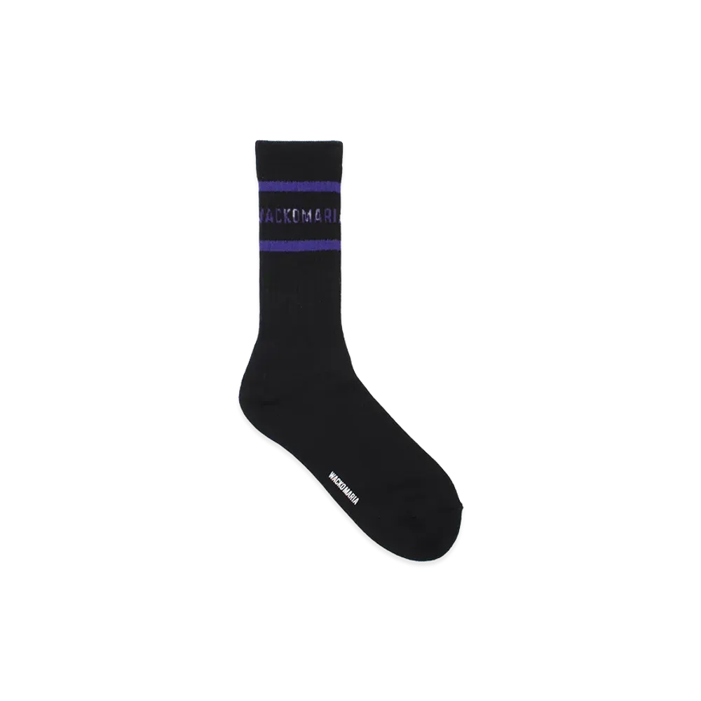 WACKO MARIA Logo Jacquard Socks "Black/Navy"