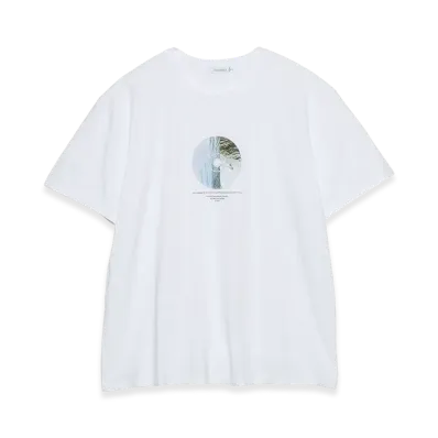 nanamica x FUJIWARA INSATSU OOAL Graphic Tee "White"