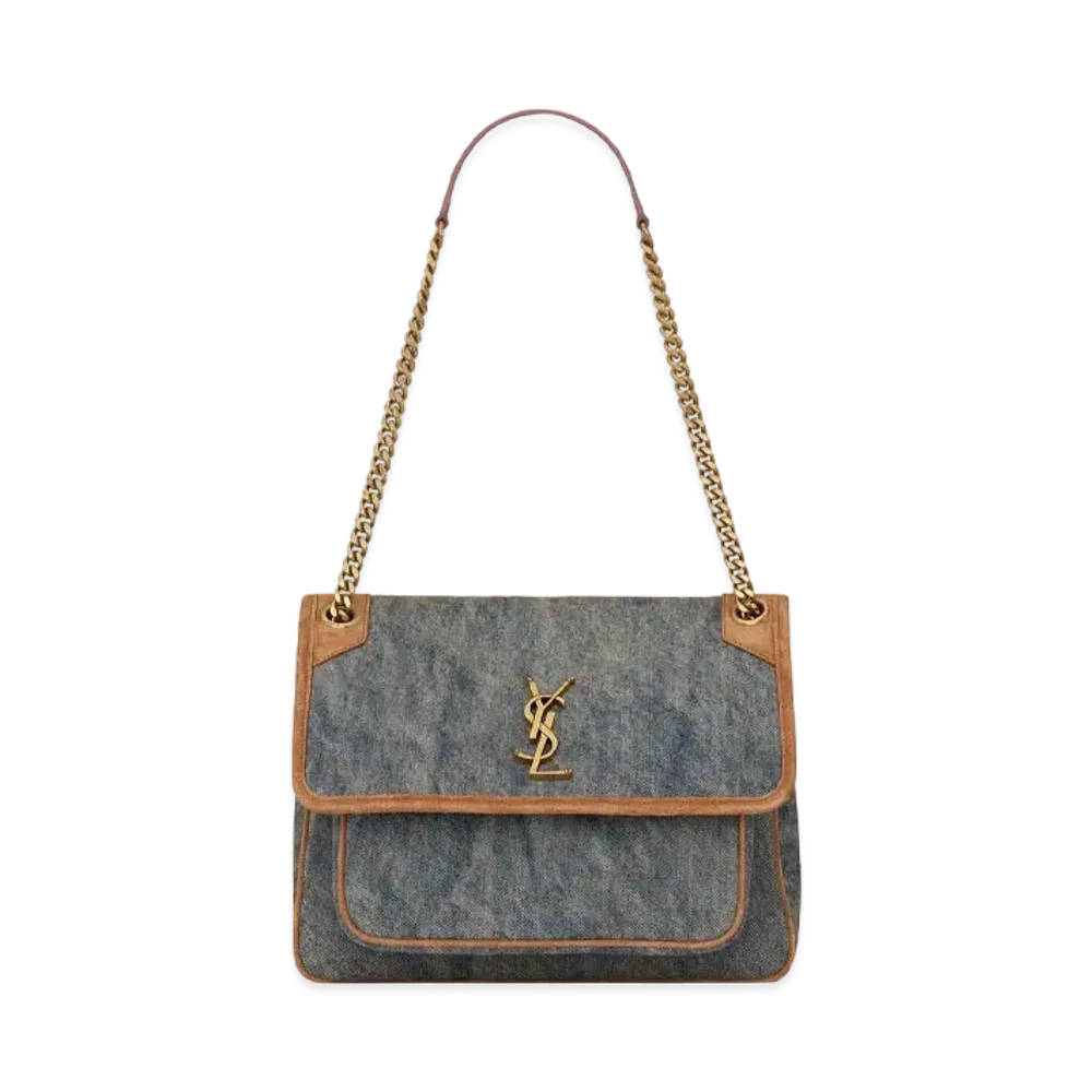 Saint Laurent Niki Medium In Denim And Smooth Leather "Rodeo Blue"