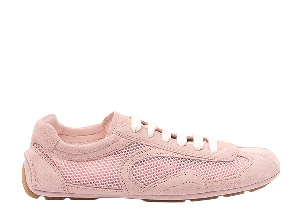 PRADA Women's Suede And Mesh Montecarlo Sneakers "Pink"