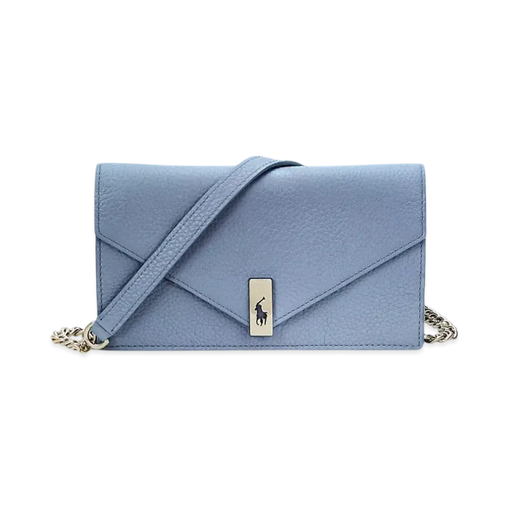 Polo Ralph Lauren Polo ID Pebbled Leather Chain Wallet "Blue"
