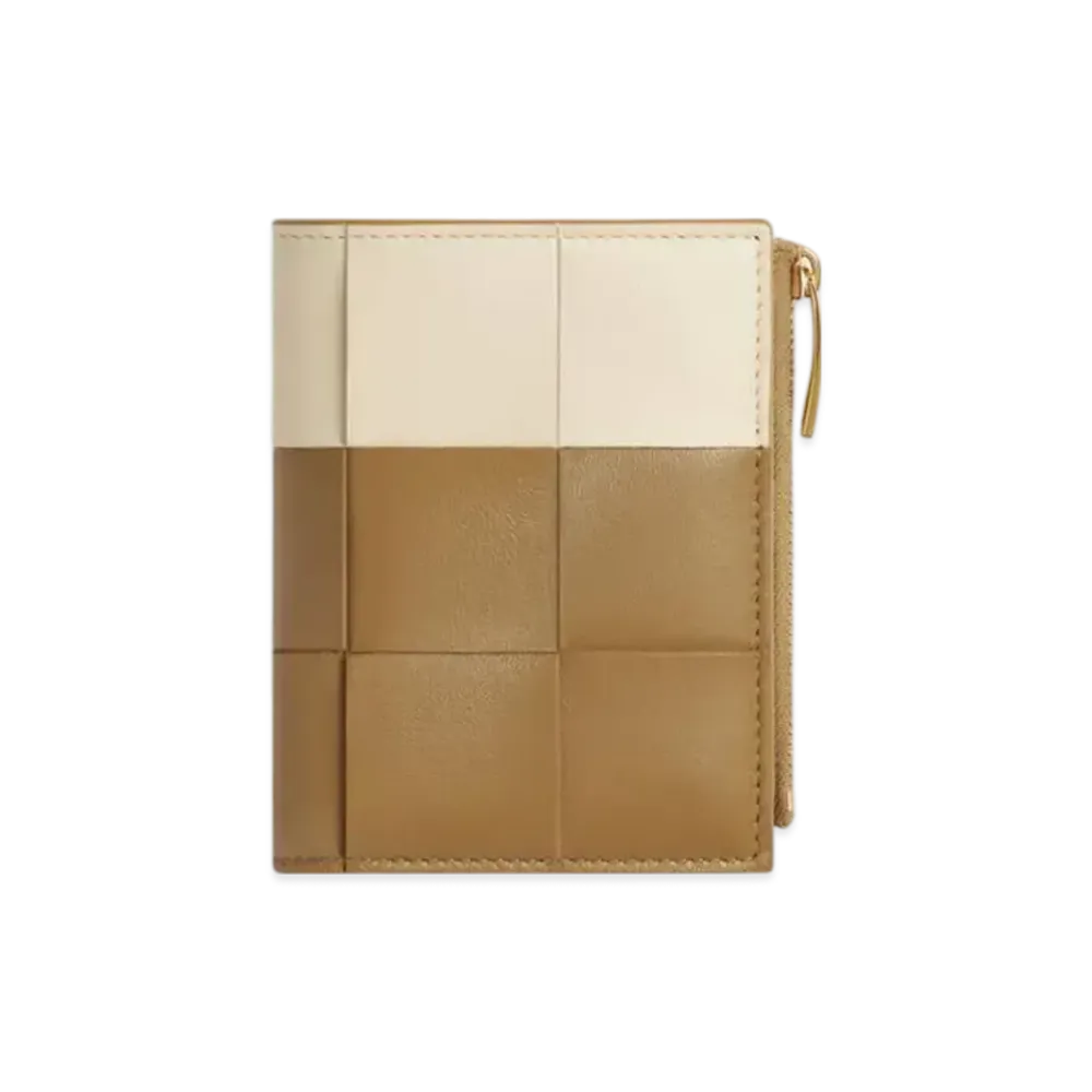 Bottega Veneta Cassette Small Bi-Fold Wallet "Dark Praline/Sea Salt"