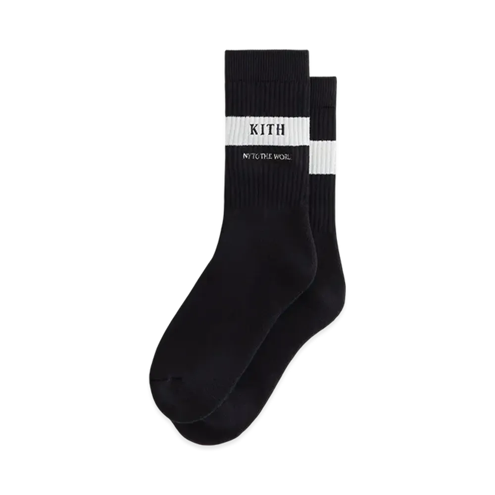Kith Striped Cotton Crew Socks "Black"