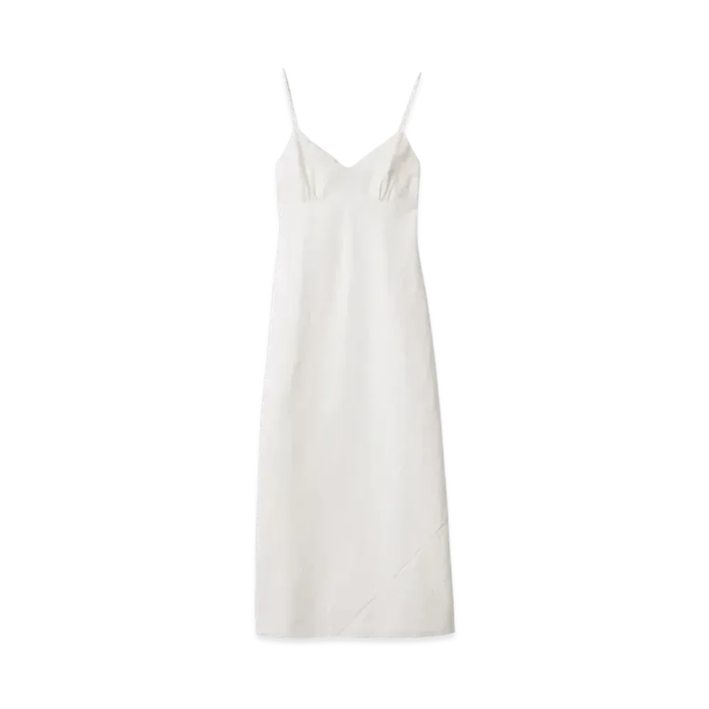 MIUMIU Women's Embroidered Slubbed Canvas Maxi-Dress "Ivory"