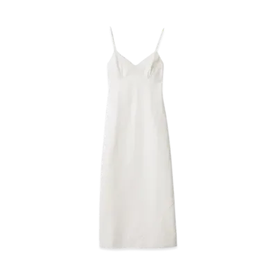 MIUMIU Women's Embroidered Slubbed Canvas Maxi-Dress "Ivory"