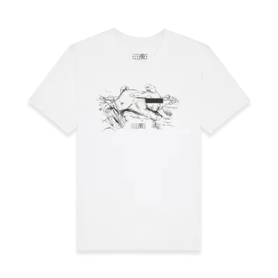 MM6 Maison Margiela Men's White Rabbit Print T-Shirt "White"