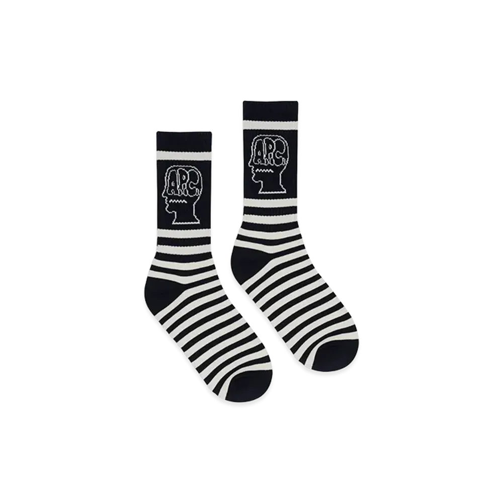 A.P.C. x Brain Dead Striped Socks "Navy"