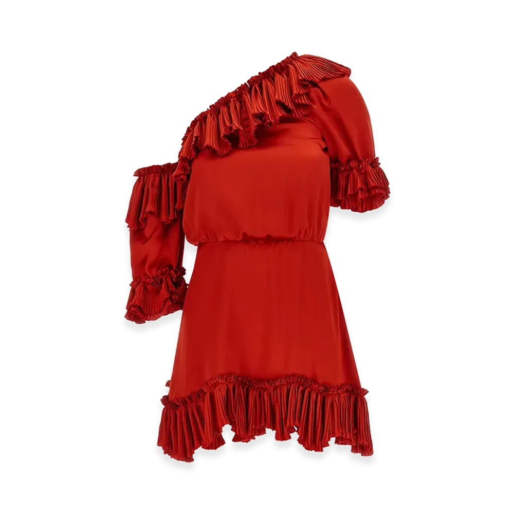 Saint Laurent Women's Silk Dress "Red"