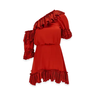 Saint Laurent Women's Silk Dress "Red"