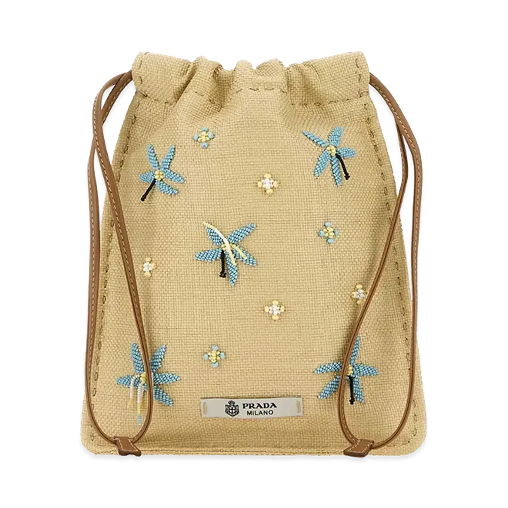 PRADA Wonen's Canvas Phone Holder "Beige/Tan"