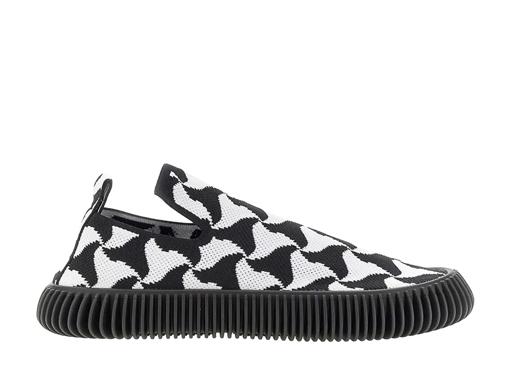 Bottega Veneta Ripple Knit Slip-On Sneakers "Black/Optic White"