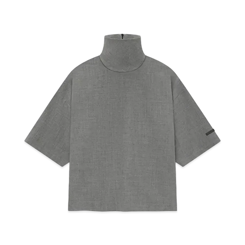 FEAR OF GOD ESSENTIALS Wool Canvas High Neck Short Sleeve Shirt "Titanium"