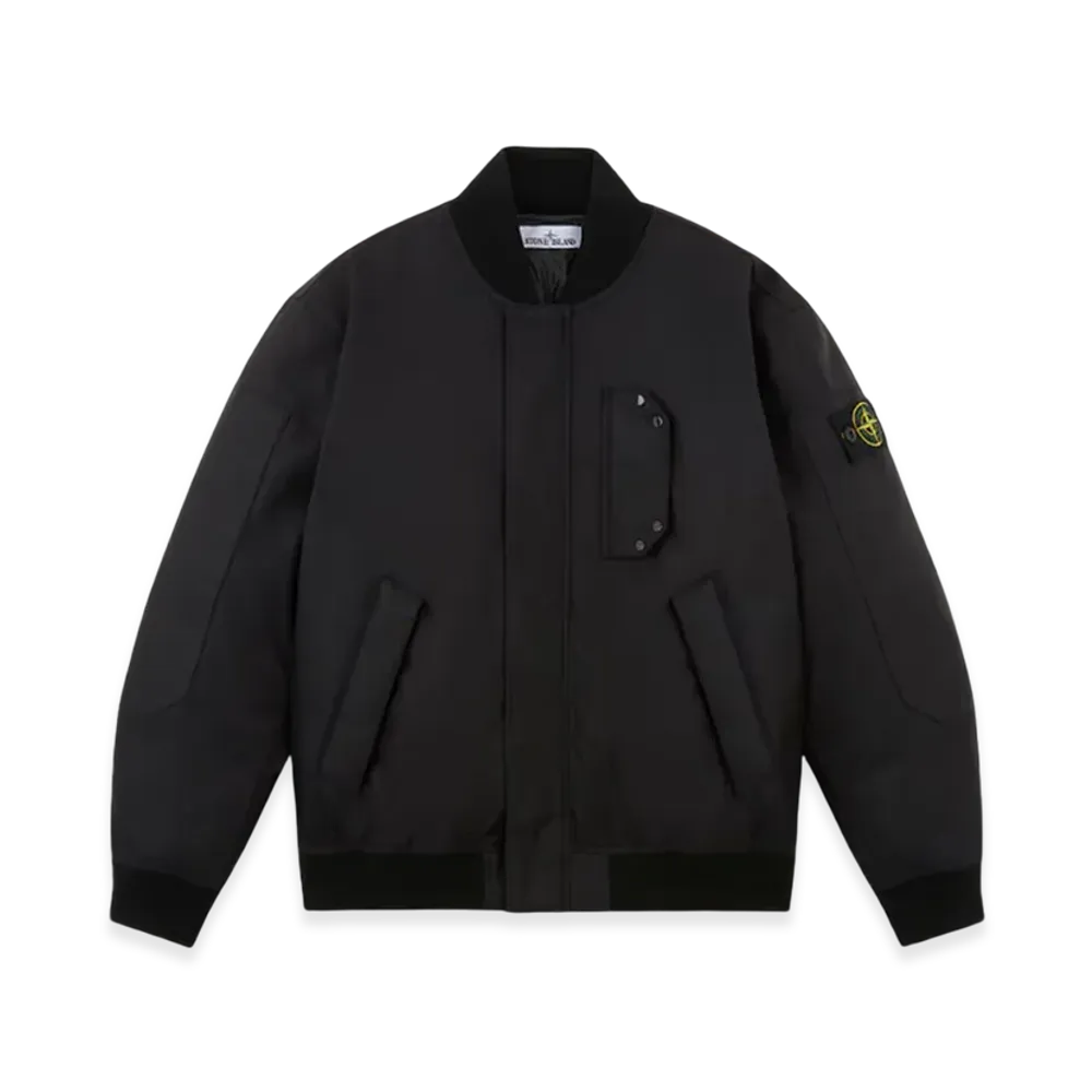 Stone Island 46536 Diagonal Nylon Down Wind Resistant Down Bomber Jacket - 24FW "Black"