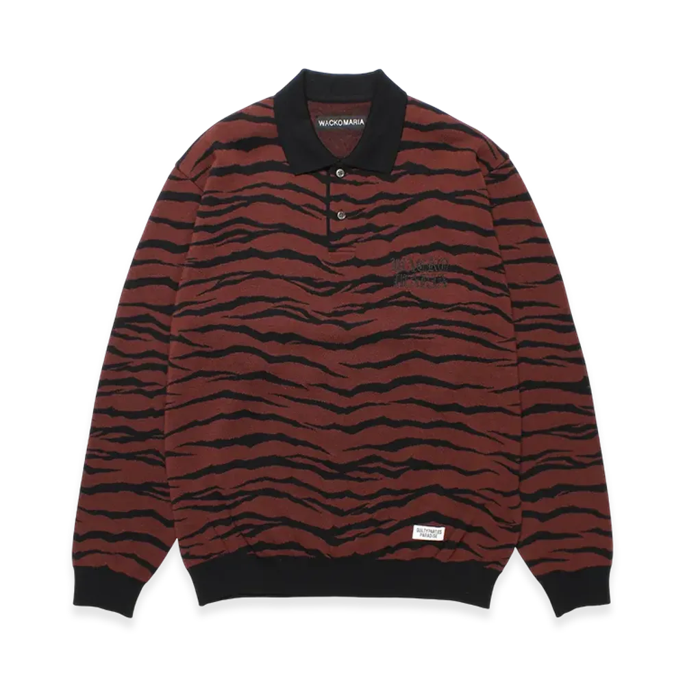 WACKO MARIA Jacquard Knit Polo Shirt "Burgundy"
