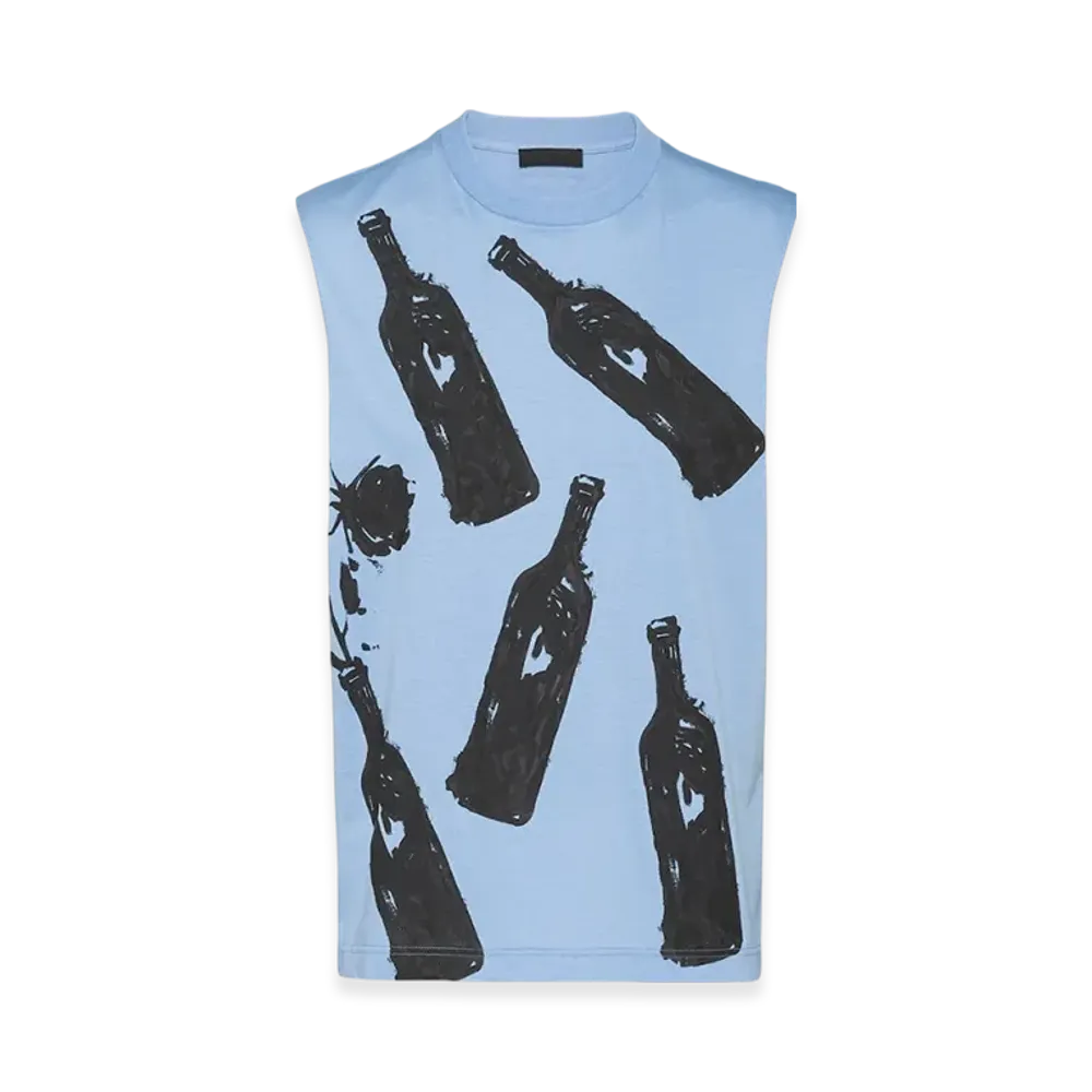 PRADA Printed Cotton Top "Light Blue"