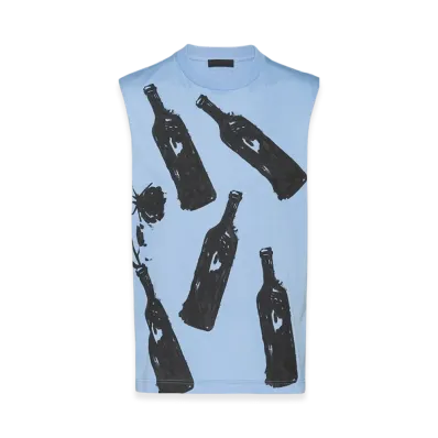 PRADA Printed Cotton Top "Light Blue"