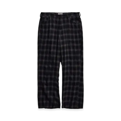 NICENESS C.Finch S140's Ombre Check Semi-Flare Trousers "Charcoal"