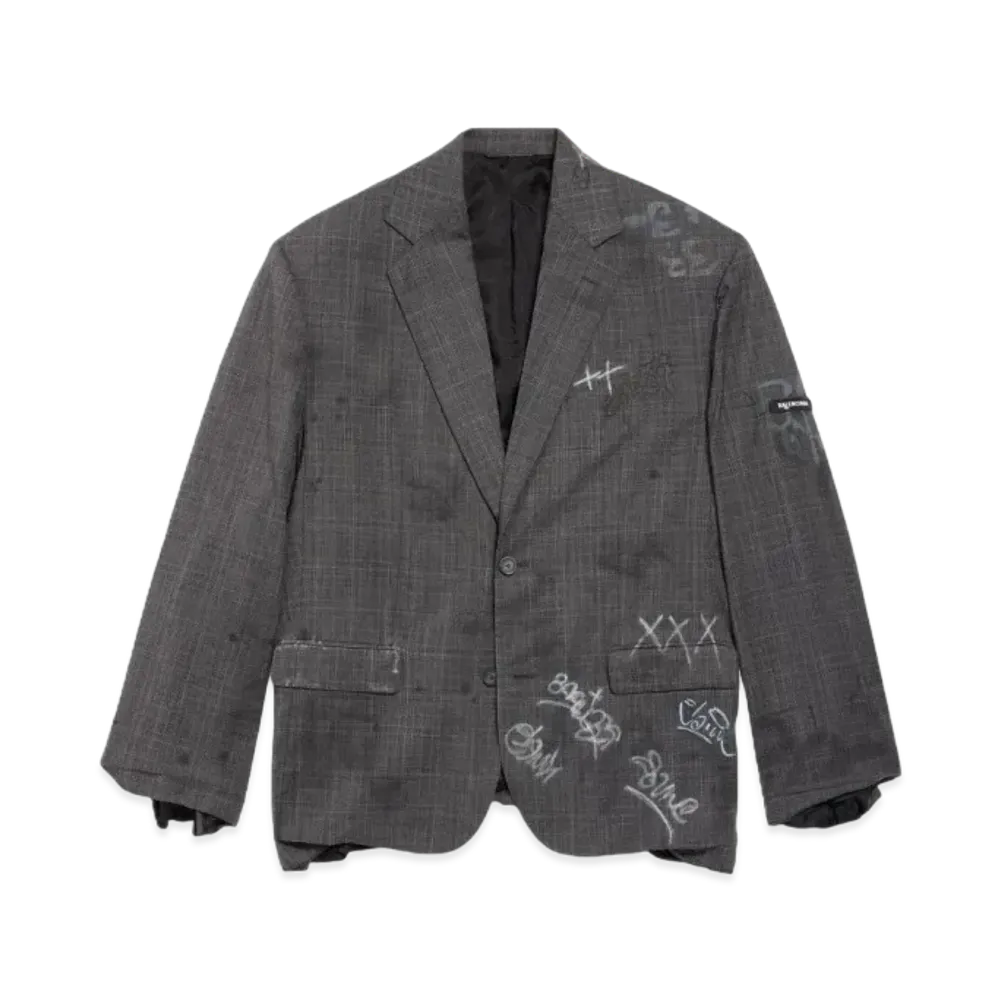 BALENCIAGA Graffiti Skater Tailo"Red" Jacket "Grey/Silver"
