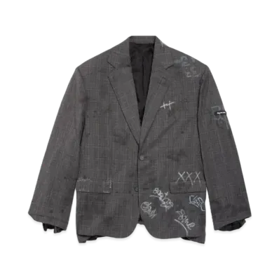 BALENCIAGA Graffiti Skater Tailo"Red" Jacket "Grey/Silver"