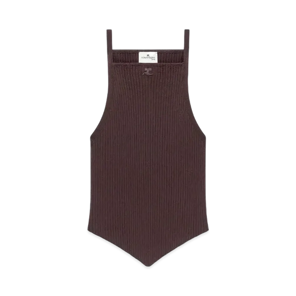Courreges Pointy Rib Knit Tank Top "Chocolate"