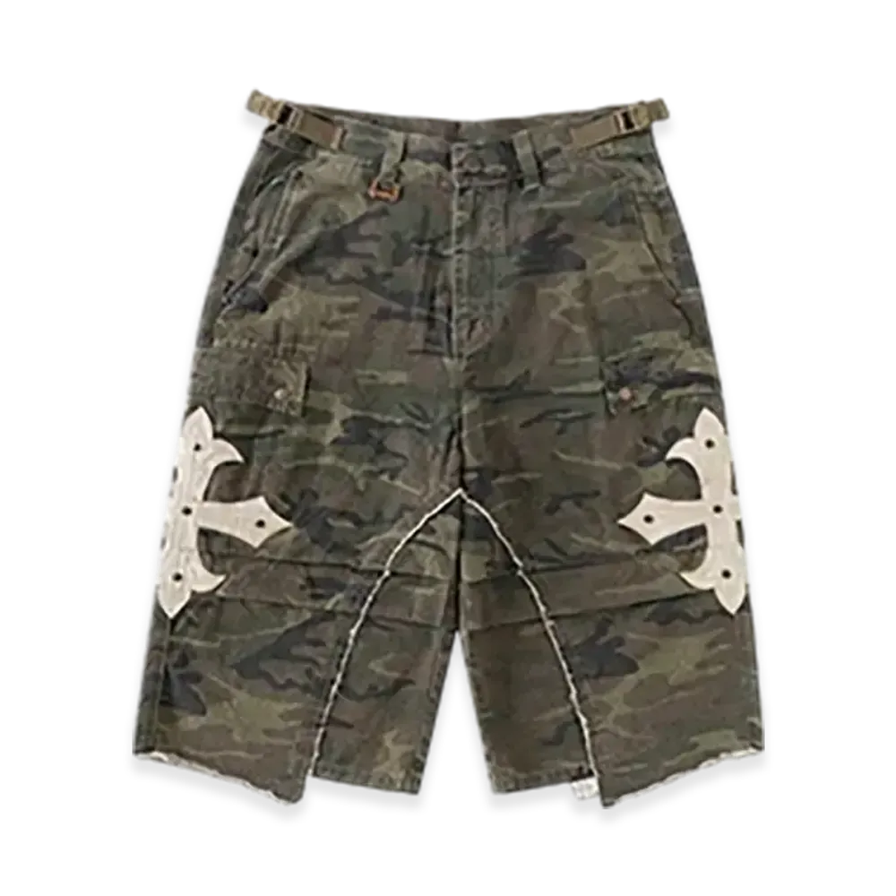 SUPPLIER Cross Leather Patch Baggy Shorts "Green"