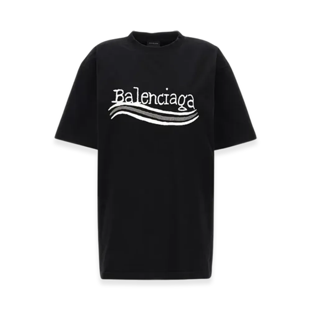 BALENCIAGA Women's Political Hand Drawn T-Shirt "Black"