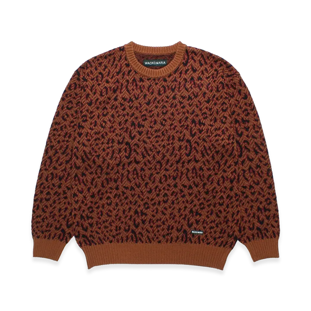 WACKO MARIA Leopard Jacquard Knit Sweater "Brown"