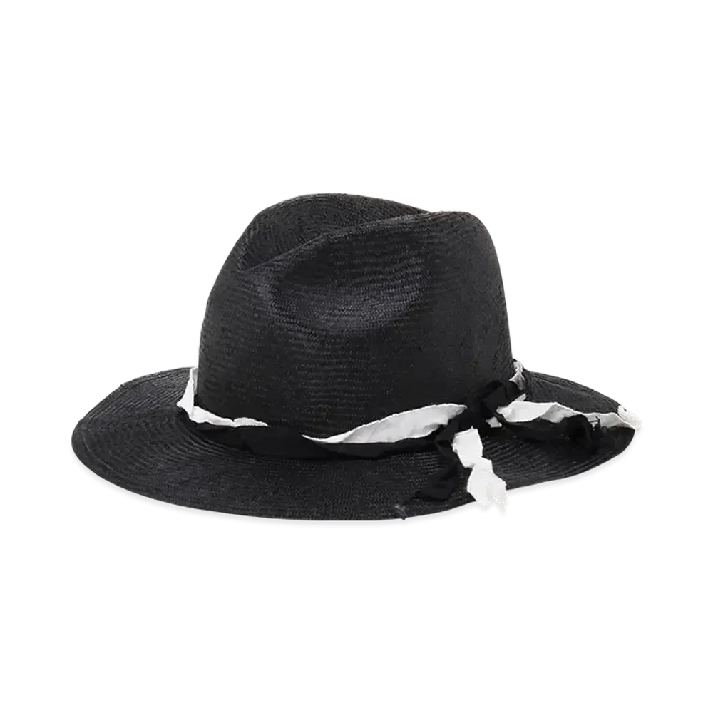 Yohji Yamamoto POUR HOMME Sisal Body Folding Hat A "Black"
