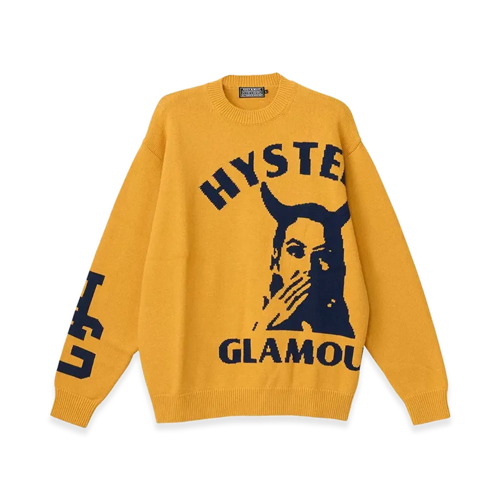HYSTERIC GLAMOUR Speak No Evil Knit Sweater "Yellow"