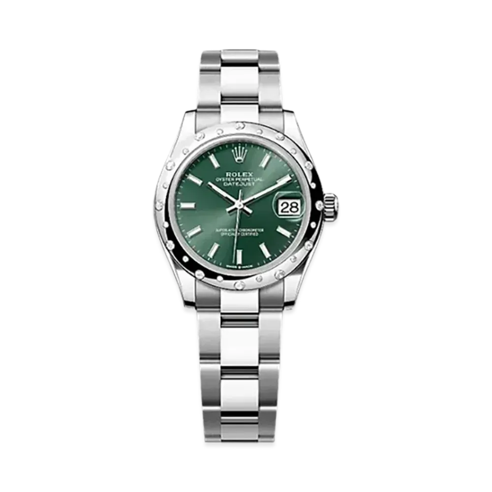 ROLEX Datejust 31mm Oystersteel & White Gold Diamond 278344RBR "Mint Green"