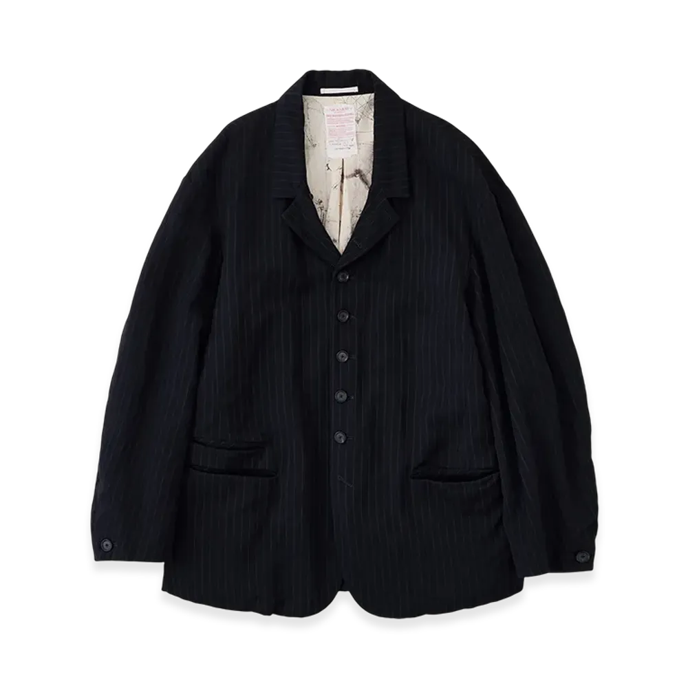 NICENESS D.Slash Overdyed Stripe Rustic Tailored Jacket "Dark Navy"