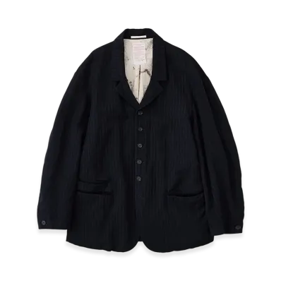 NICENESS D.Slash Overdyed Stripe Rustic Tailored Jacket "Dark Navy"