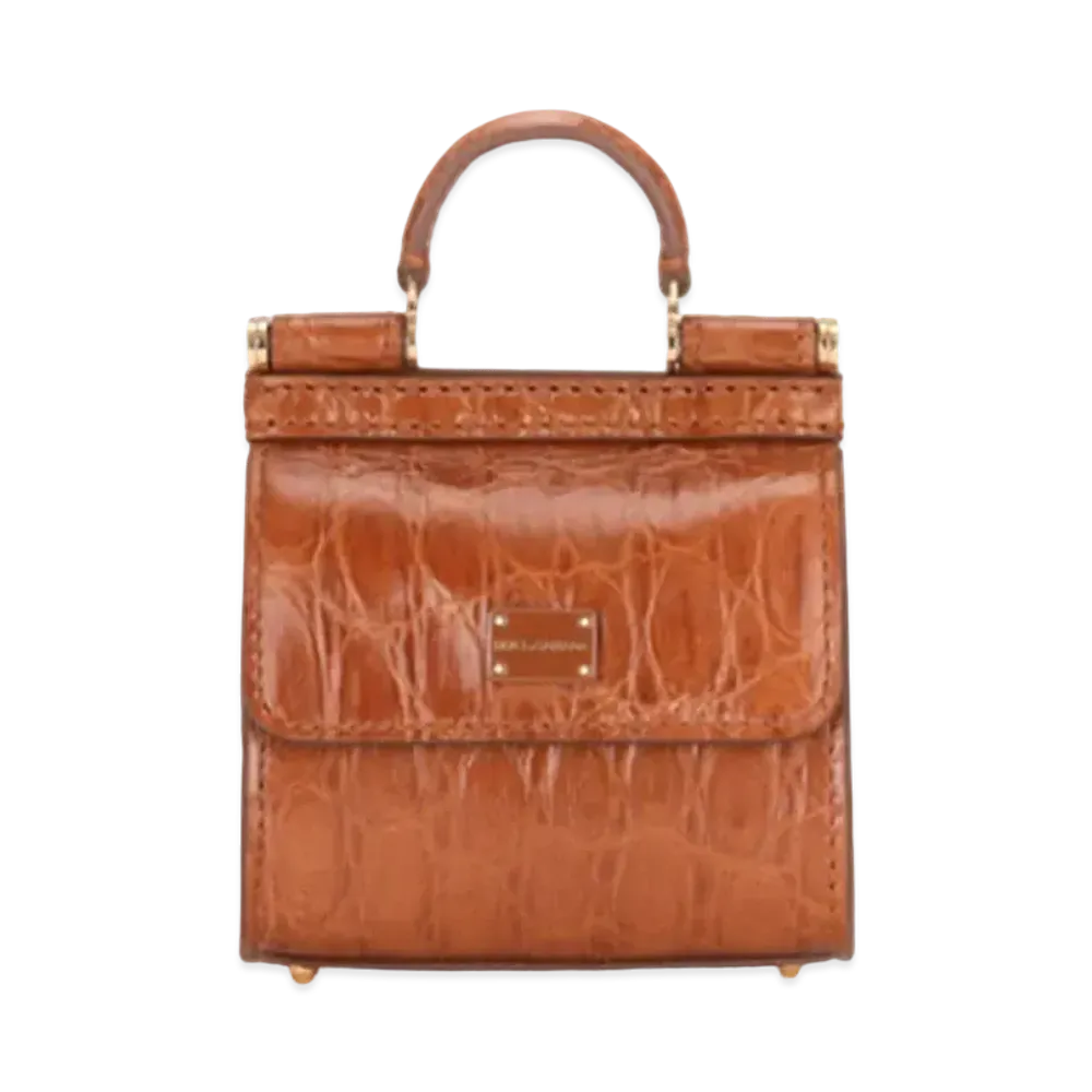 Dolce&Gabbana Sicily 58 Microbag Crocodile Side Leather "Brown"