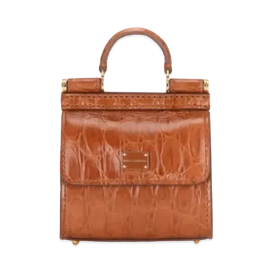 Dolce&Gabbana Sicily 58 Microbag Crocodile Side Leather "Brown"