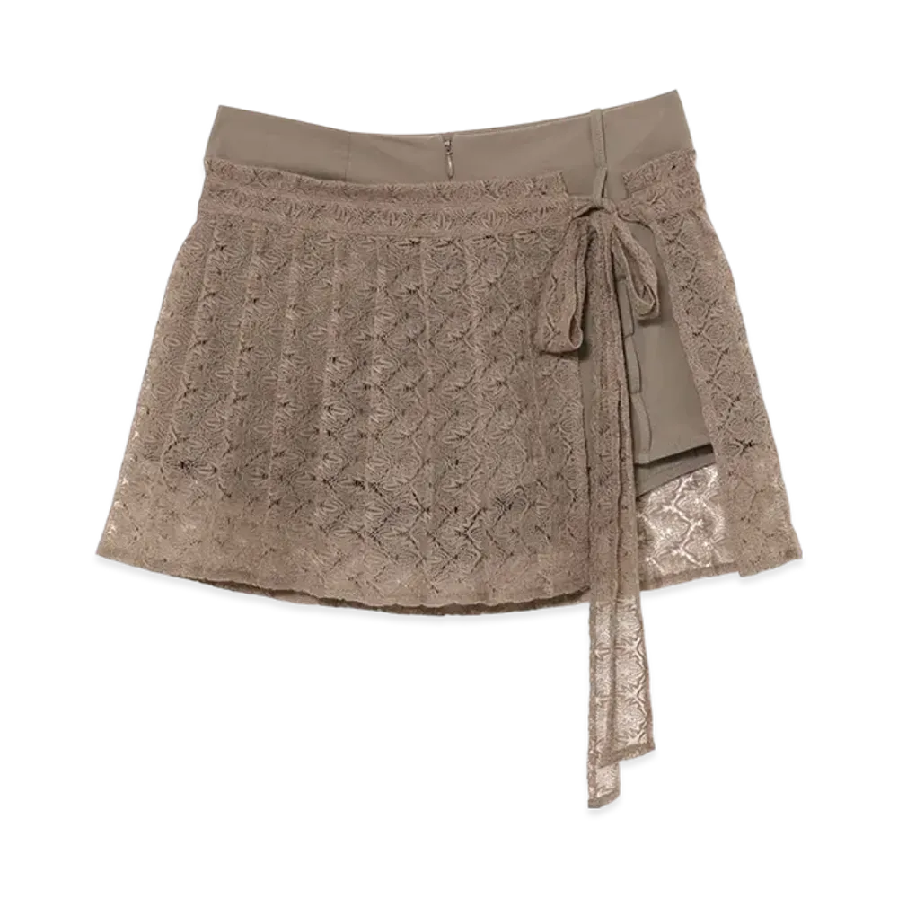 THEREDTHREAD G Tech Pleats Skirt Set "Beige"