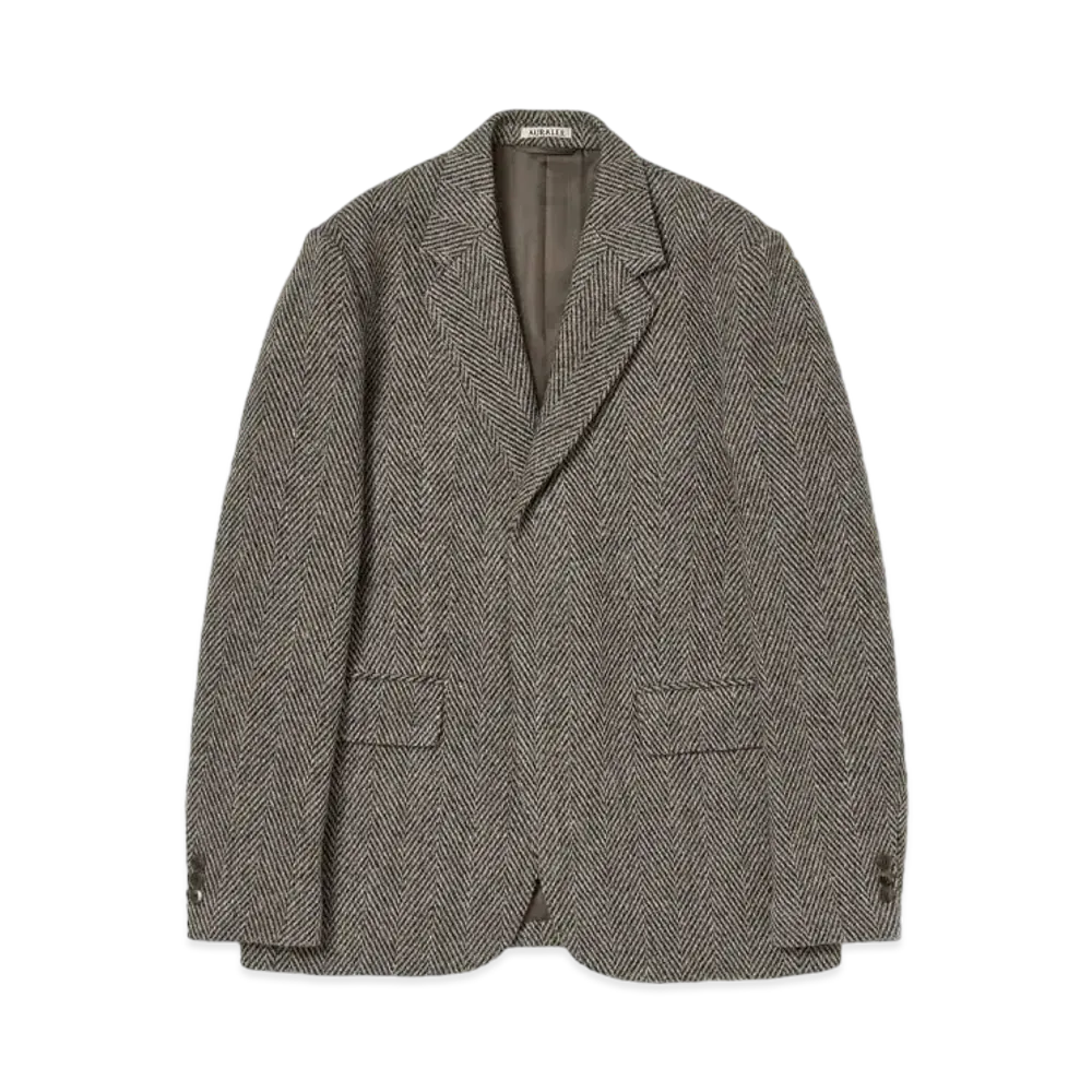 AURALEE Lama Shetland Wool Tweed Over Jacket "Khaki"