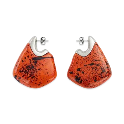 Bottega Veneta Large Fin Ceramic Earrings "Turmeric/Black"