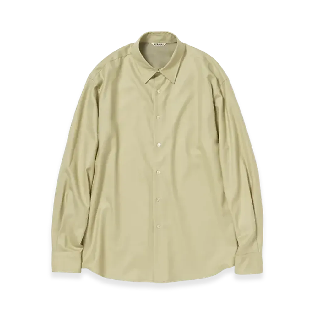 AURALEE Super Light Wool Shirt "Light Khaki"