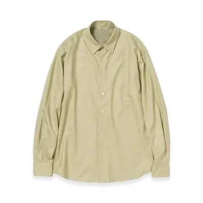 AURALEE Super Light Wool Shirt "Light Khaki"