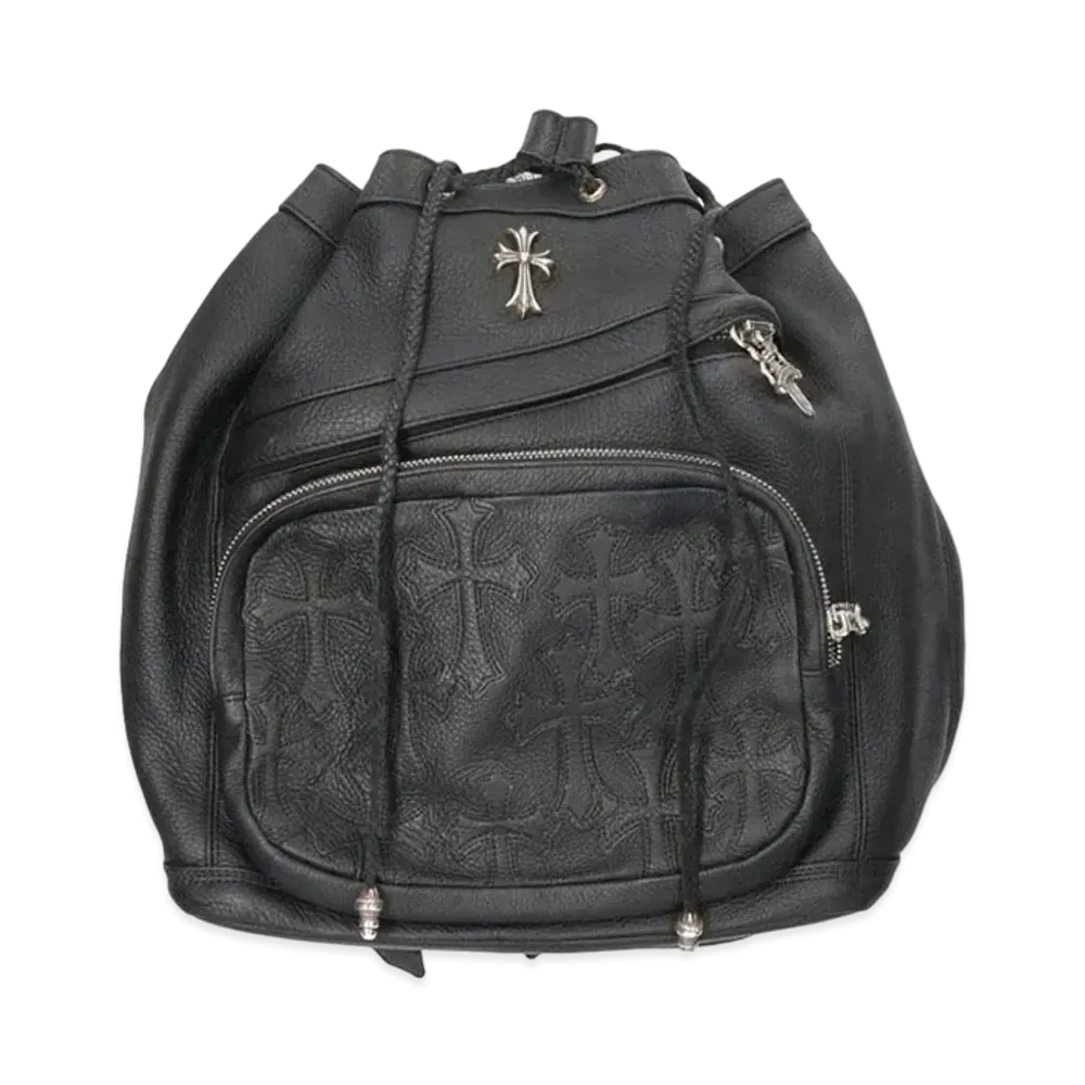 Chrome Hearts Strange Love Bag Cemetery Cross Patch Leather Backpack "Black"