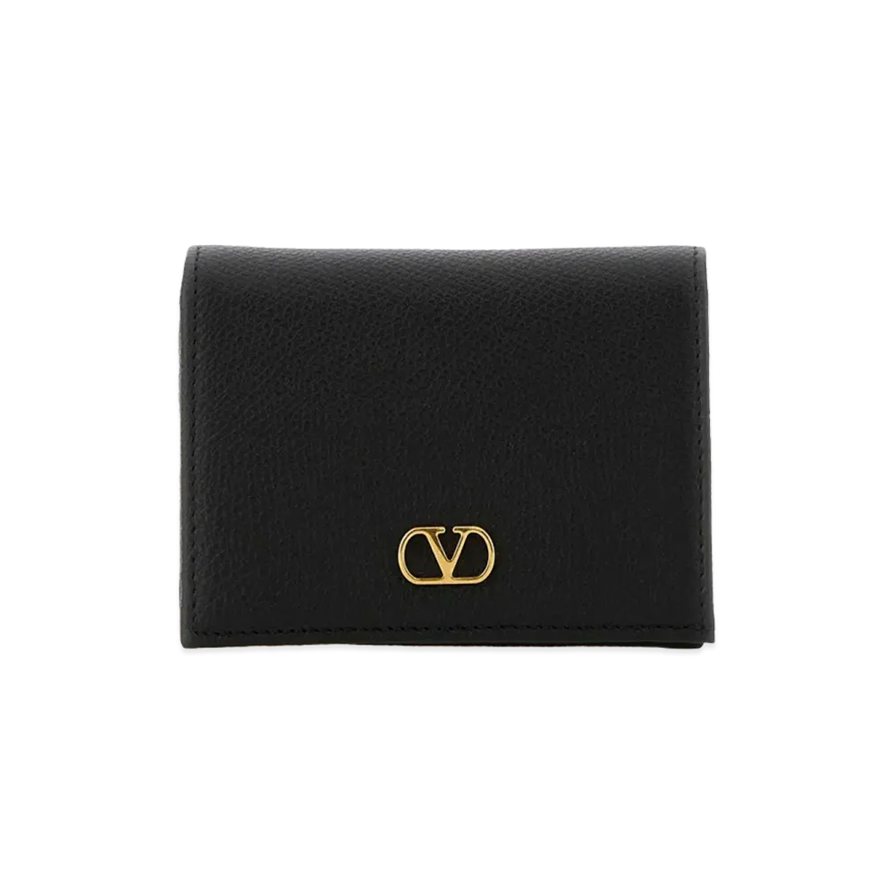 Valentino Women's Leather V Logo Wallet "Black"